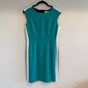 Calvin Klein Teal Colorblock Sleeveless Dress Size 8